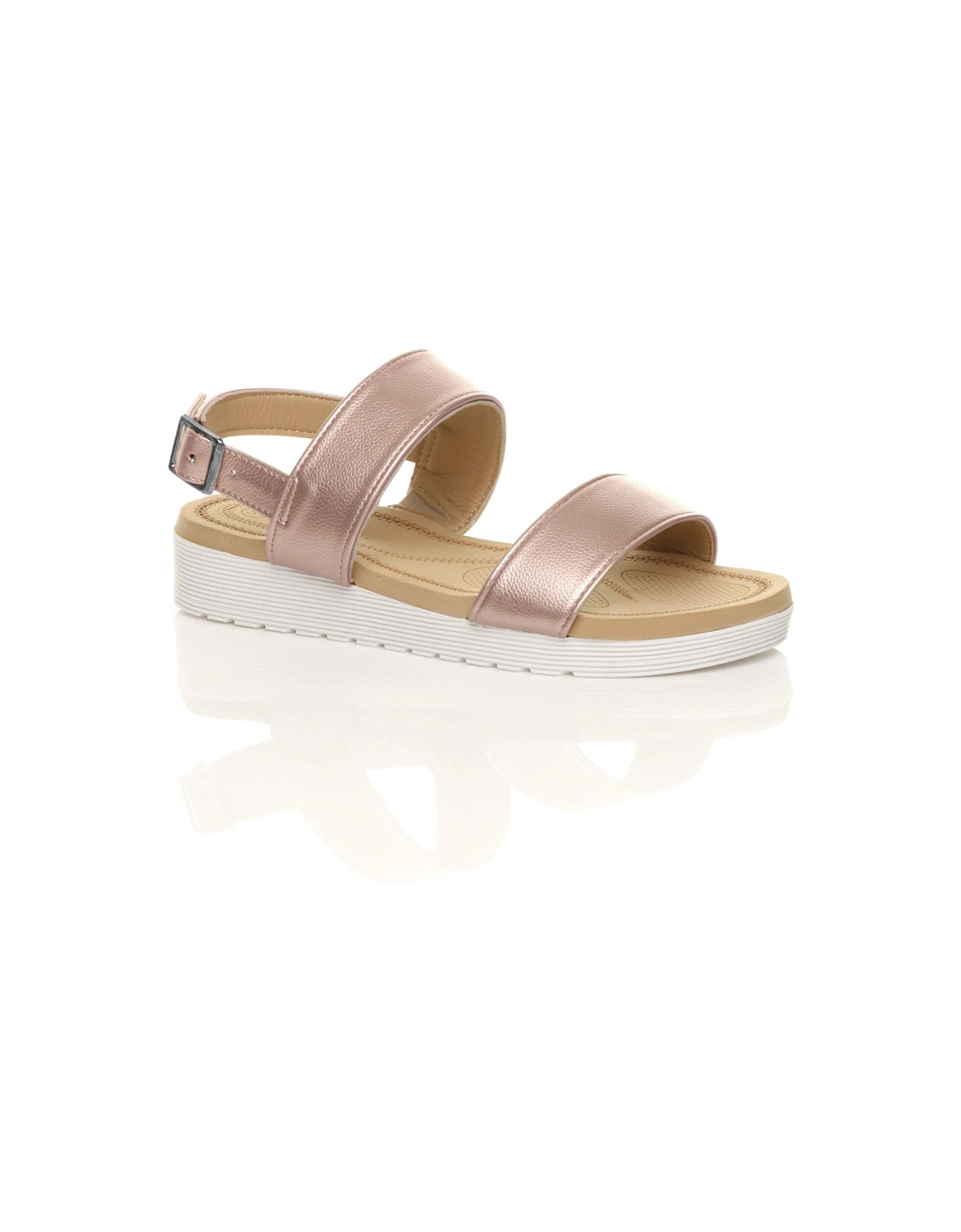 Low Wedge Heel Strappy Faux Leather Flatforms, 2 of 1