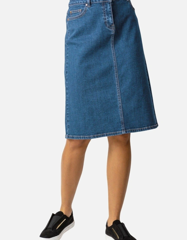 Cotton Denim Stretch A line Skirt