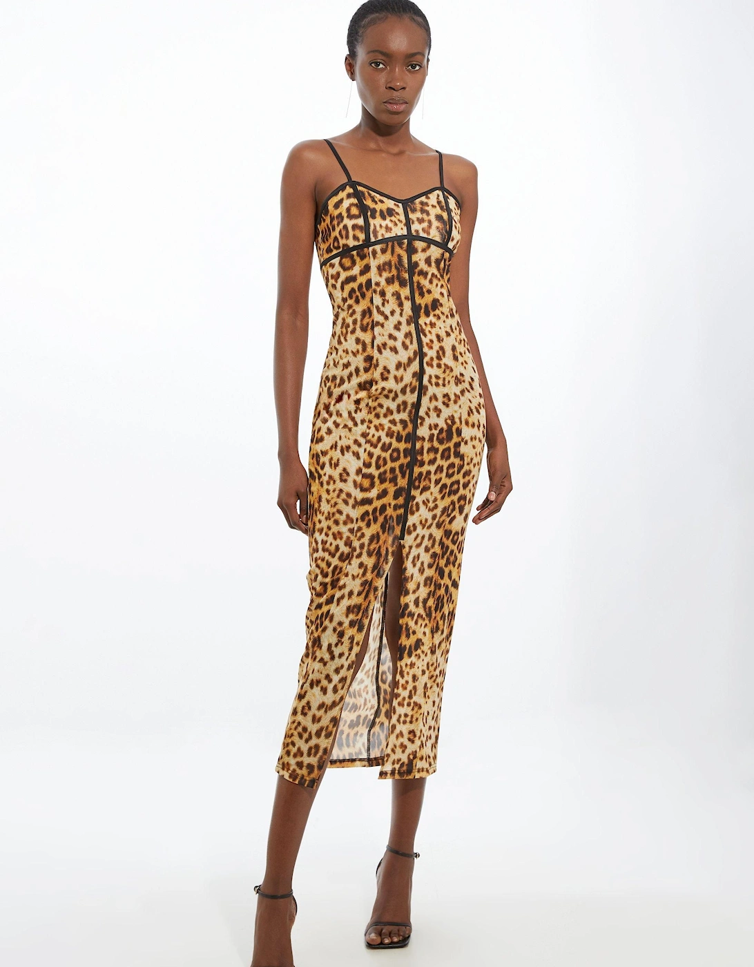 Lace Detail Power Mesh Jersey Maxi Dress, 2 of 1