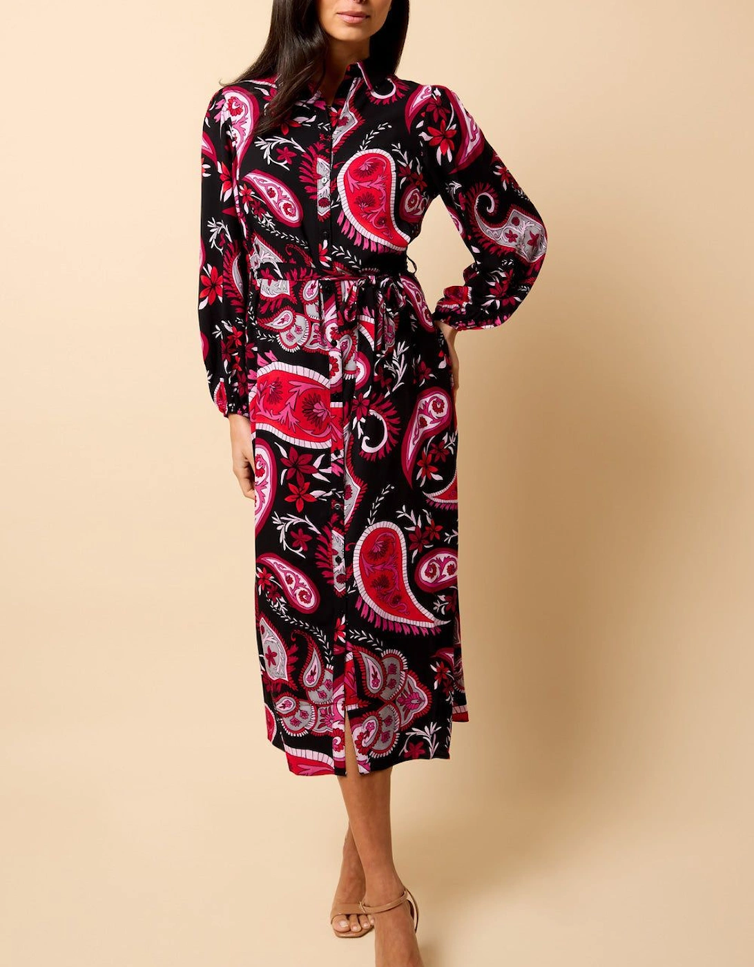 Saffron and Amber Red Paisley Print Midi Dress, 2 of 1