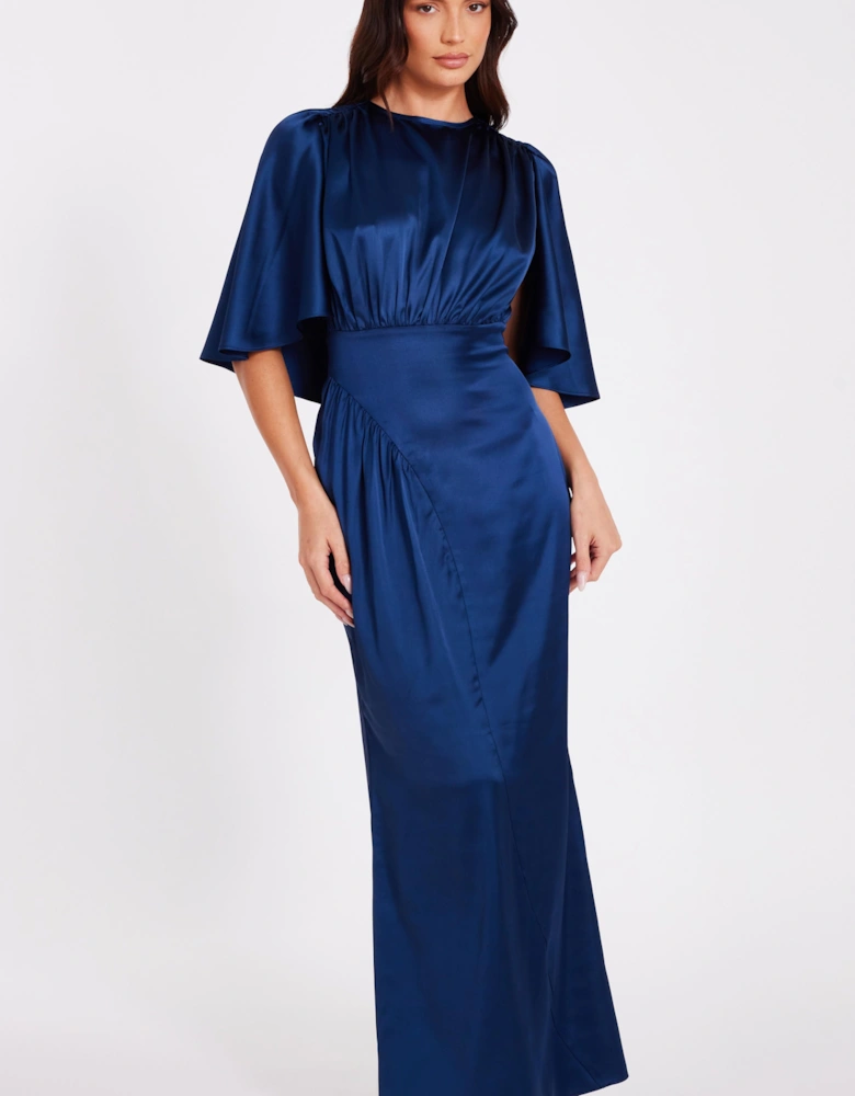 Navy Satin Maxi Dress