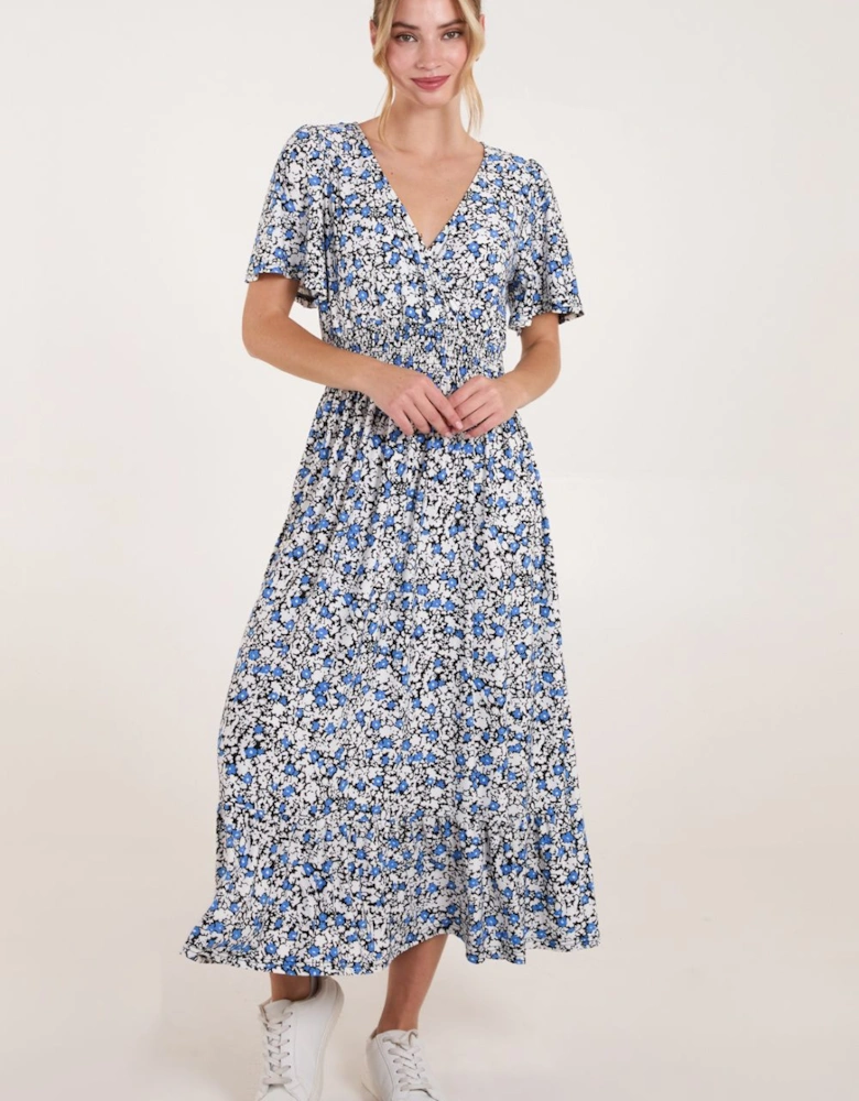 Floral Wrap Front Maxi Dress