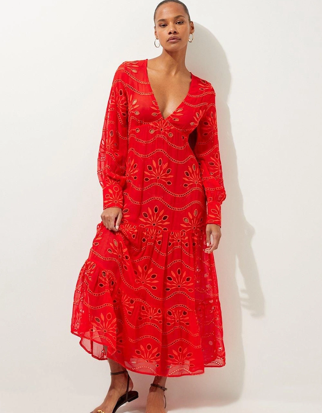 Viscose Georgette Cutwork Beach Maxi Dress, 2 of 1