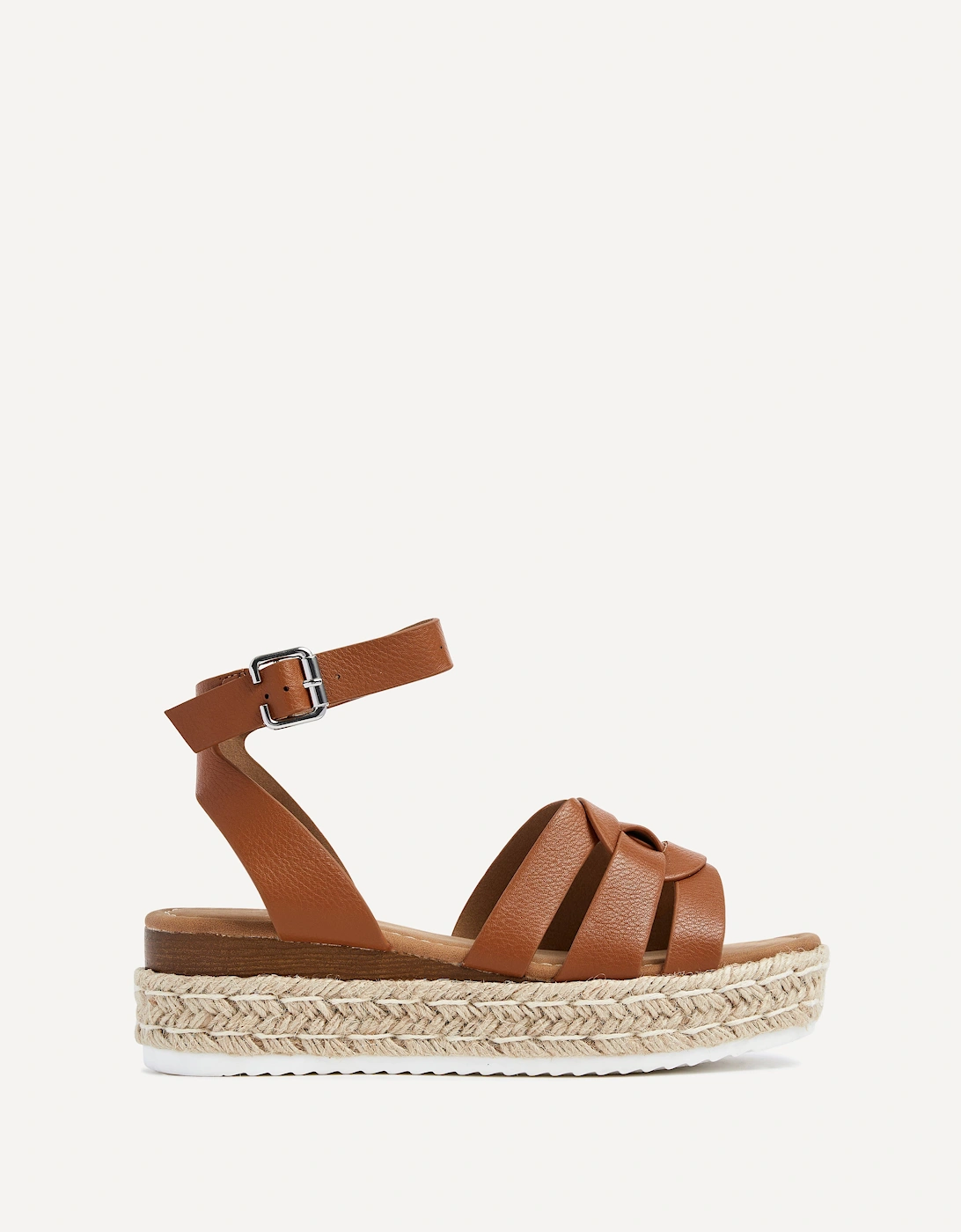 Dacota Tan Faux Leather Woven Espadrille Inspired Flatform Sandal, 2 of 1