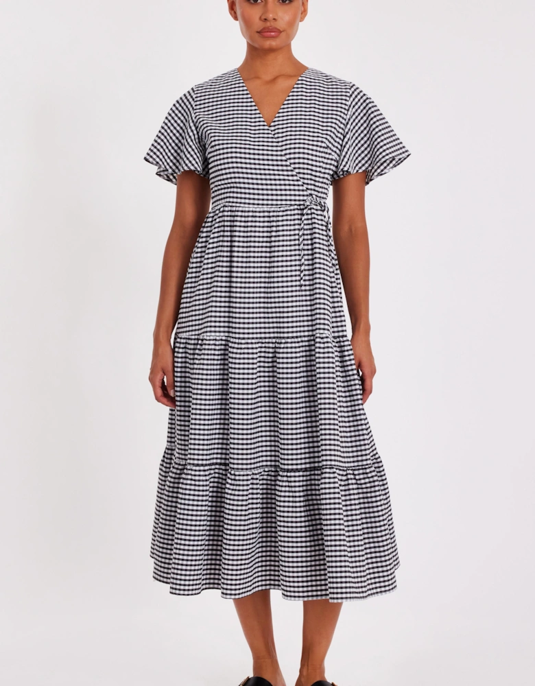 White Gingham Midaxi Dress