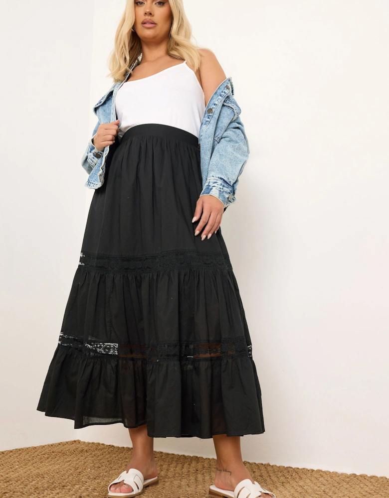 Cotton Tiered Maxi Skirt