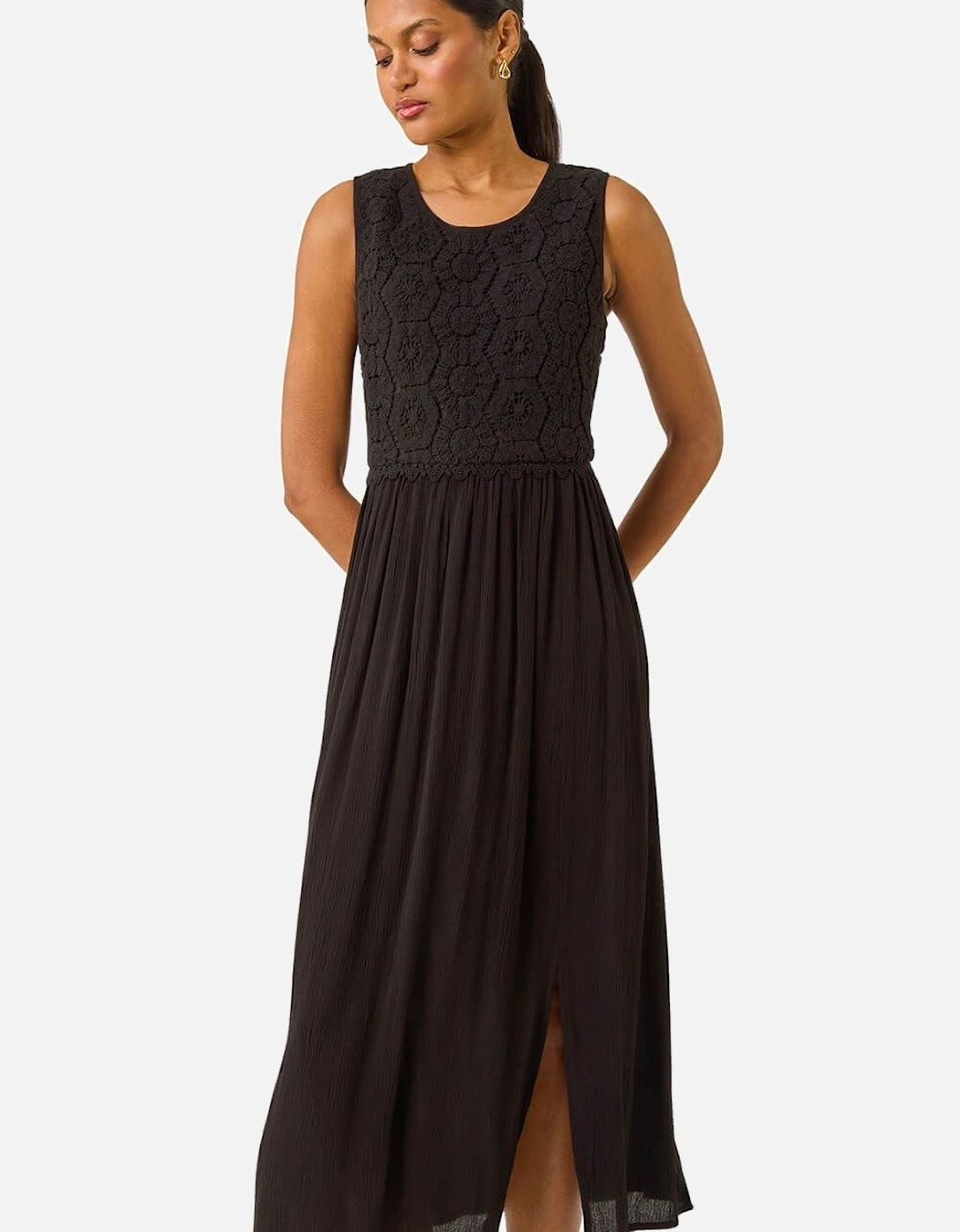 Crochet Bodice Midi Dress, 2 of 1