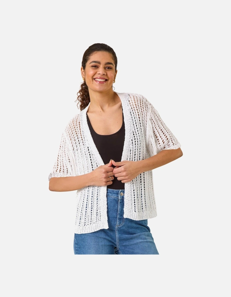 Stitch Short Sleeve Knit Cardigan