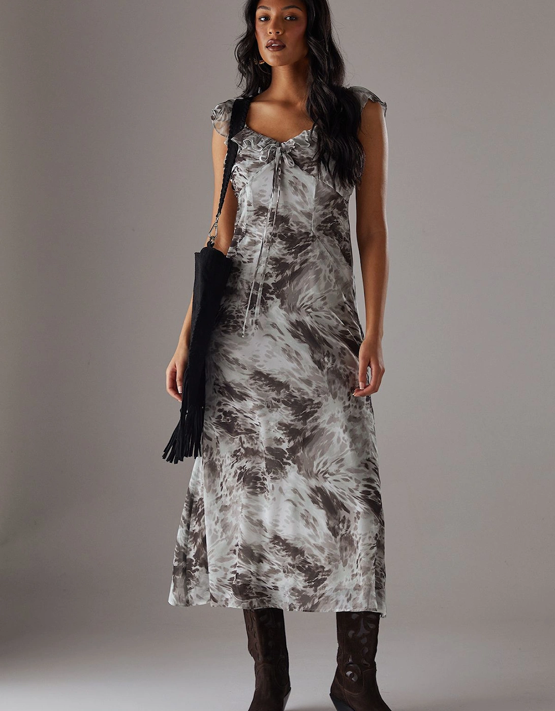 Chiffon Ruffle Double layer Midi Dress, 2 of 1