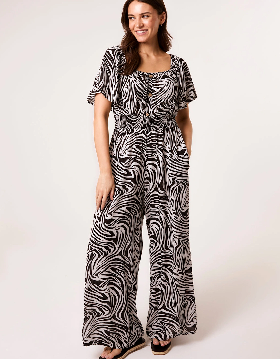 Black Shirred Waist Jumpsuit, 2 of 1