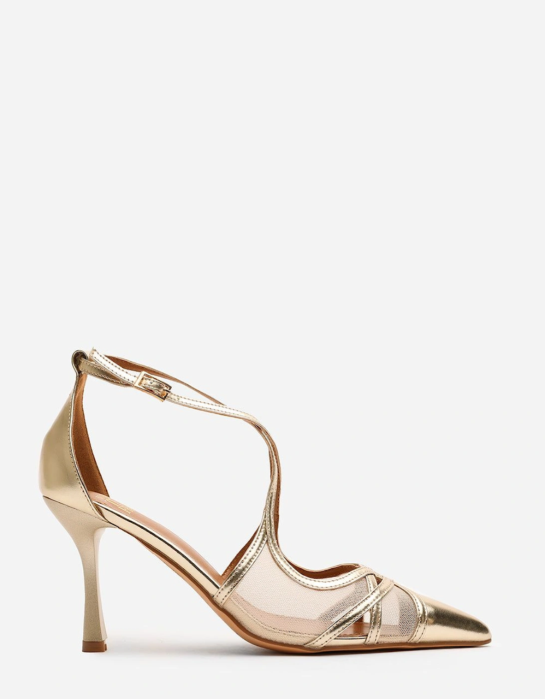 'Kiara' Strappy Pointed Toe High Mesh Heels, 2 of 1