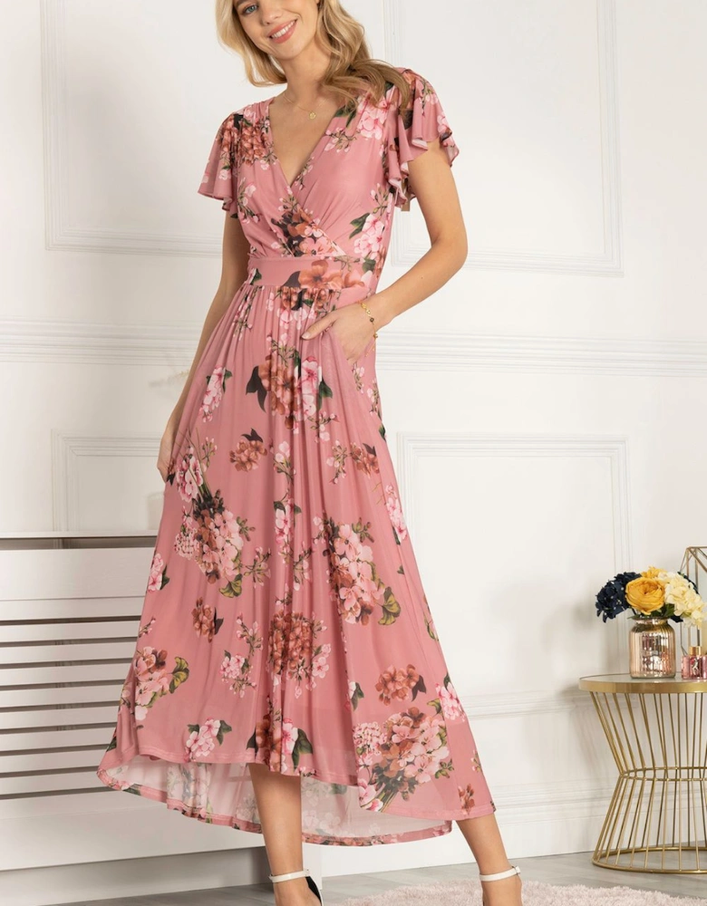 Eliza Dip Hem Mesh Maxi Dress