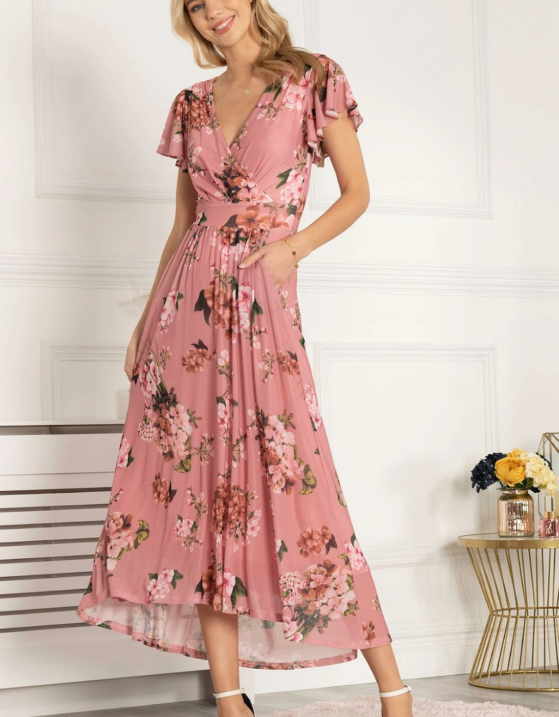 Eliza Dip Hem Mesh Maxi Dress, 2 of 1