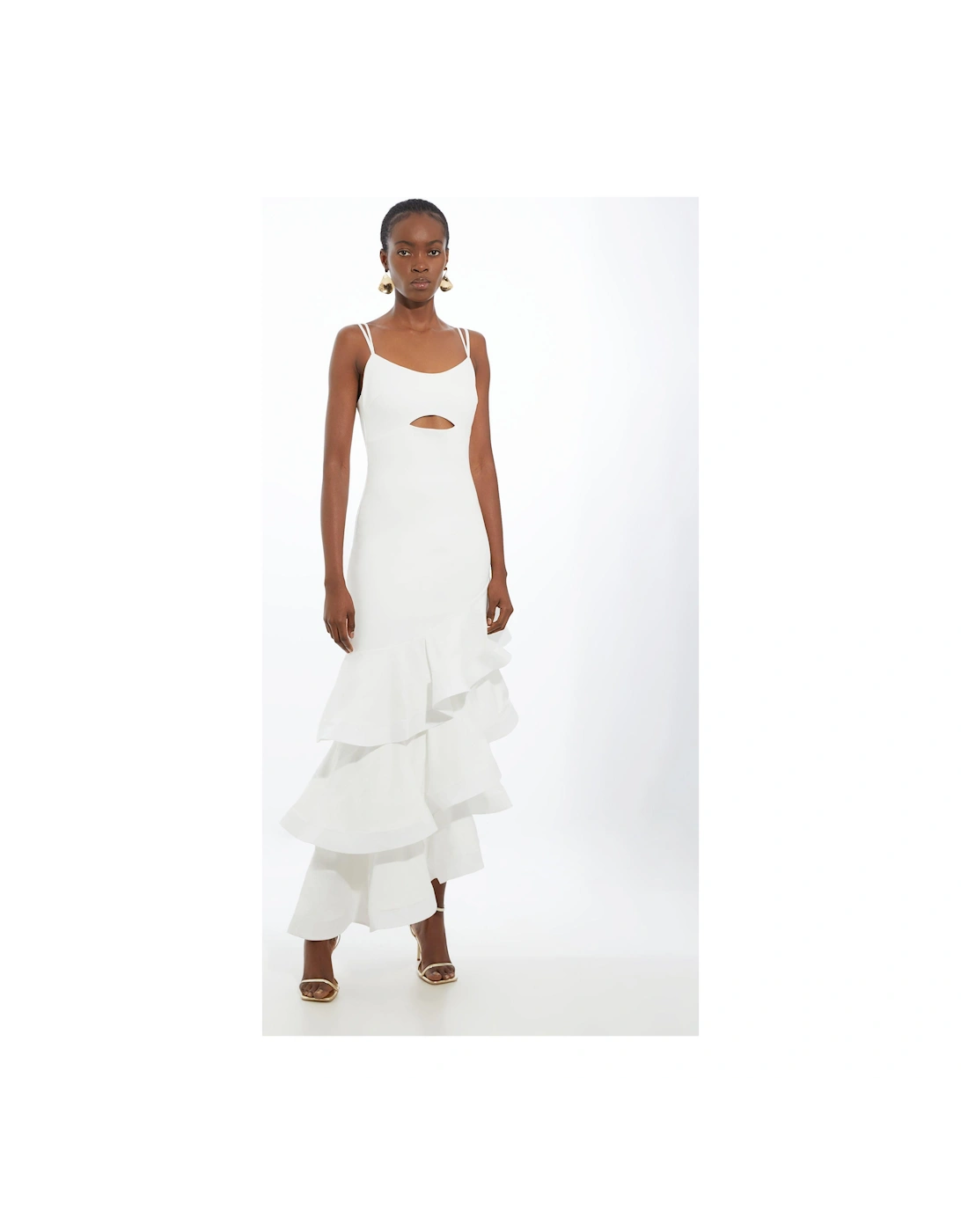 Cotton Ponte Jersey Ruffle Hem Maxi Dress, 2 of 1