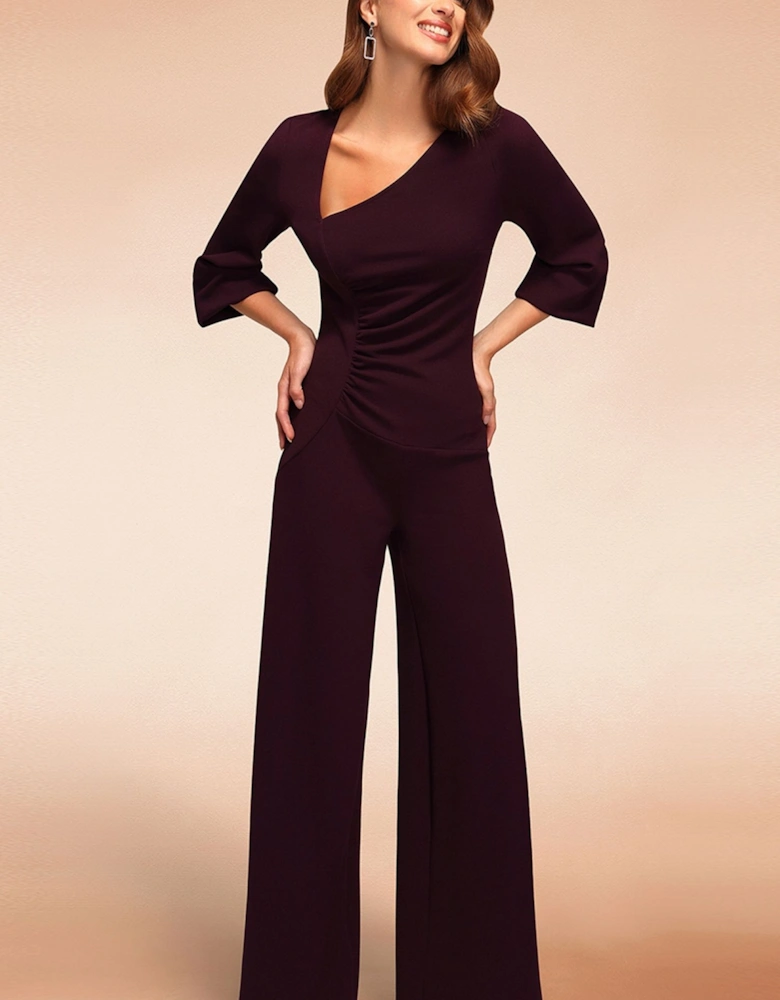 Ruched Jumpsuit with Sleeves