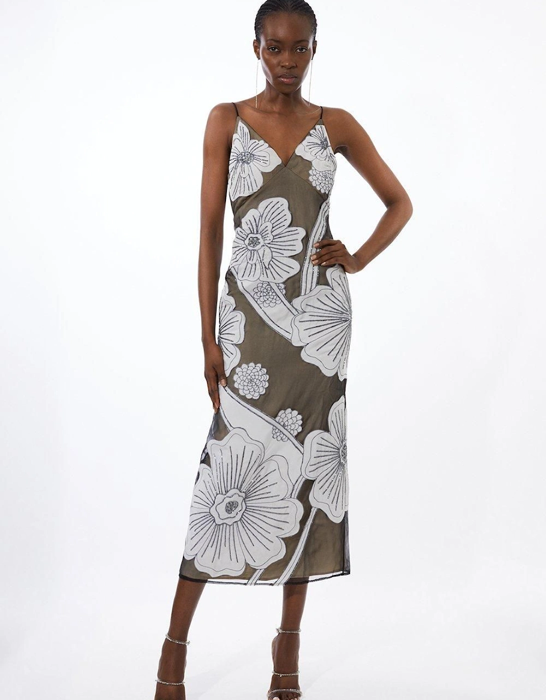 Tall Applique Organdie Woven Midi Dress, 2 of 1