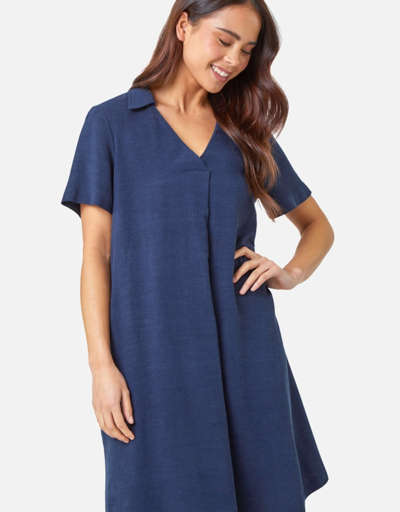 Petite Linen Blend Pocket Tunic Dress