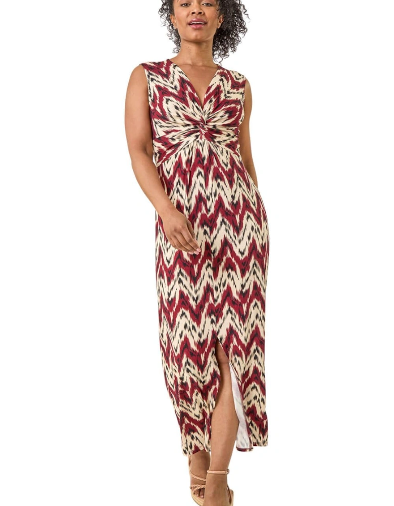 Petite Abstract Twist Front Maxi Dress