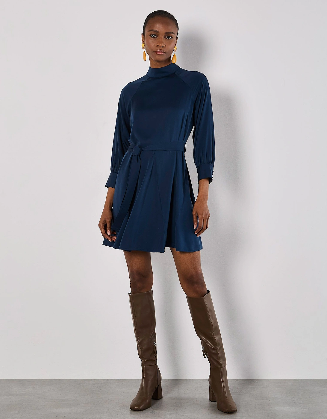 Mock Neck Swing Mini Dress, 2 of 1