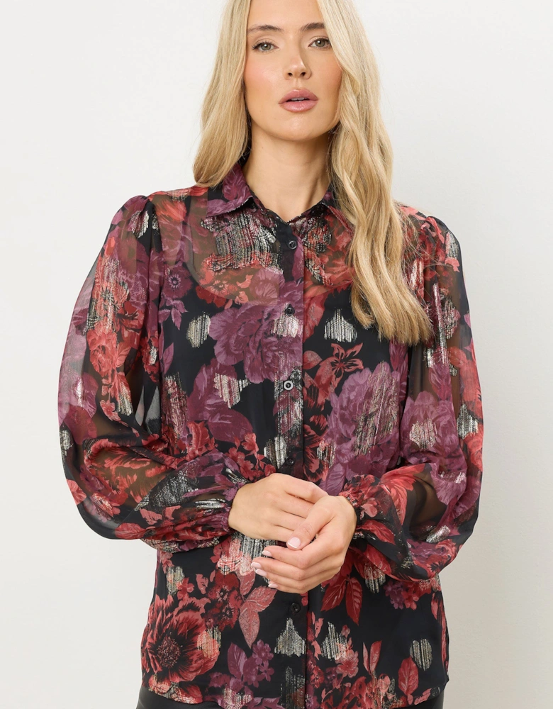 Tall Jacquard Rose Blouse