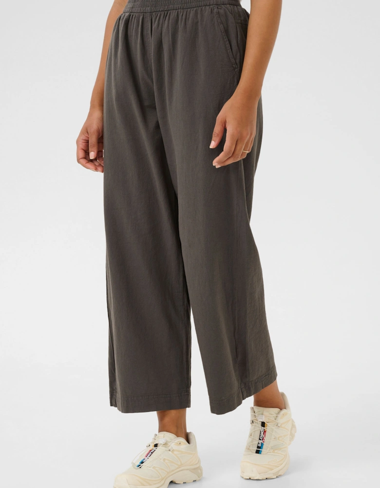 KAnaya Elastic Waist Cropped Trousers Plain