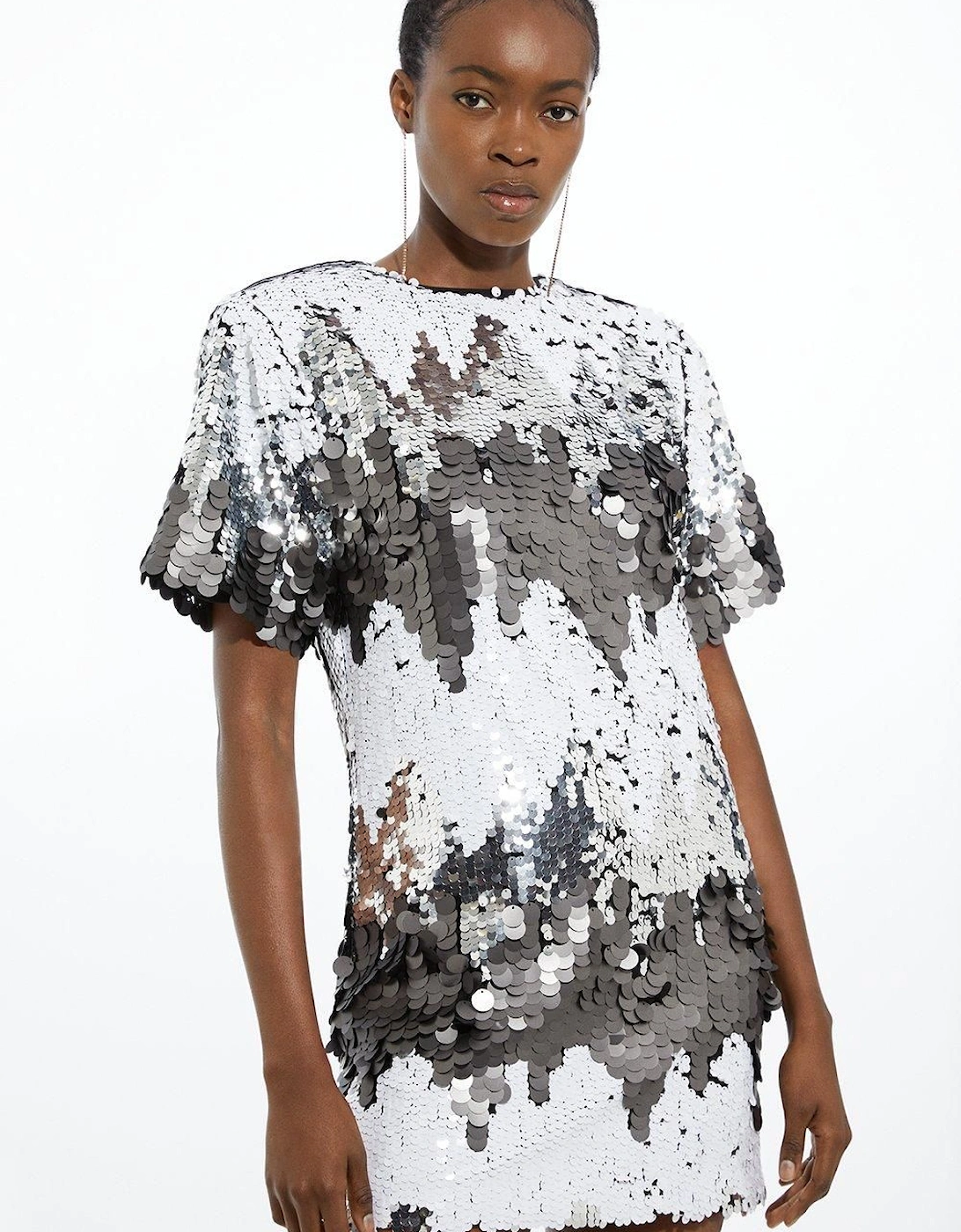 Mono Disc Sequin Woven Mini Dress, 2 of 1