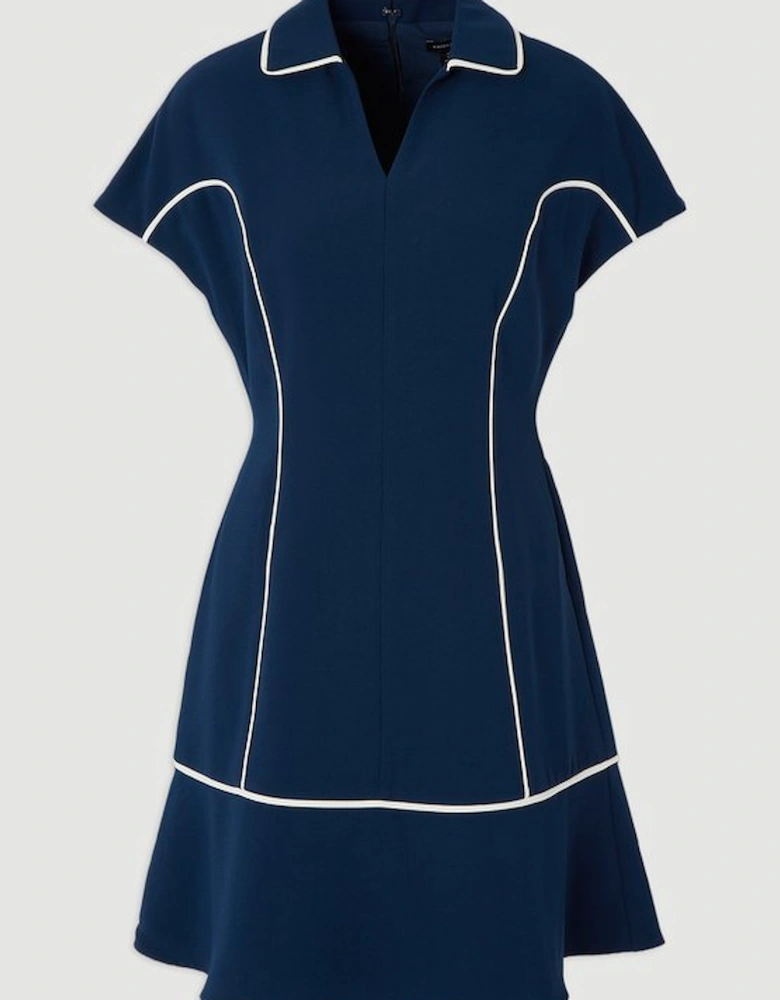 Tailored Crepe Tipped Tailored Mini Shirt Dress