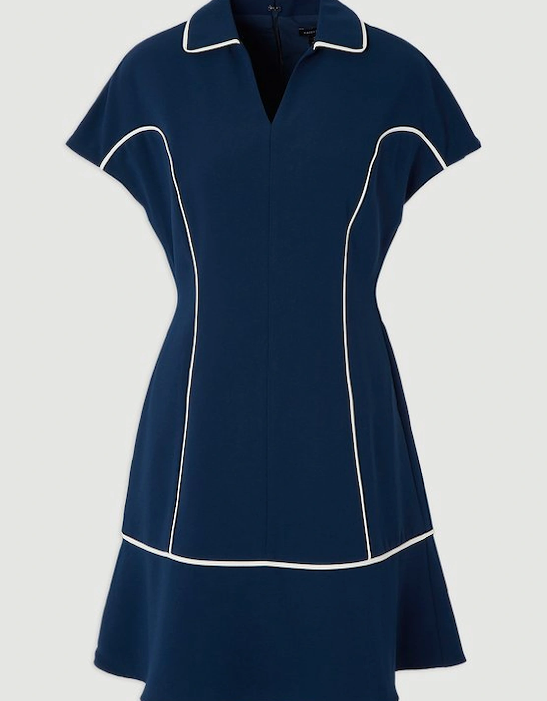 Tailored Crepe Tipped Tailored Mini Shirt Dress