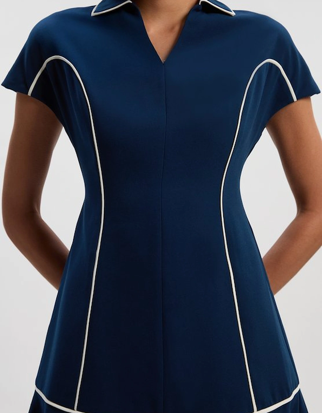 Tailored Crepe Tipped Tailored Mini Shirt Dress