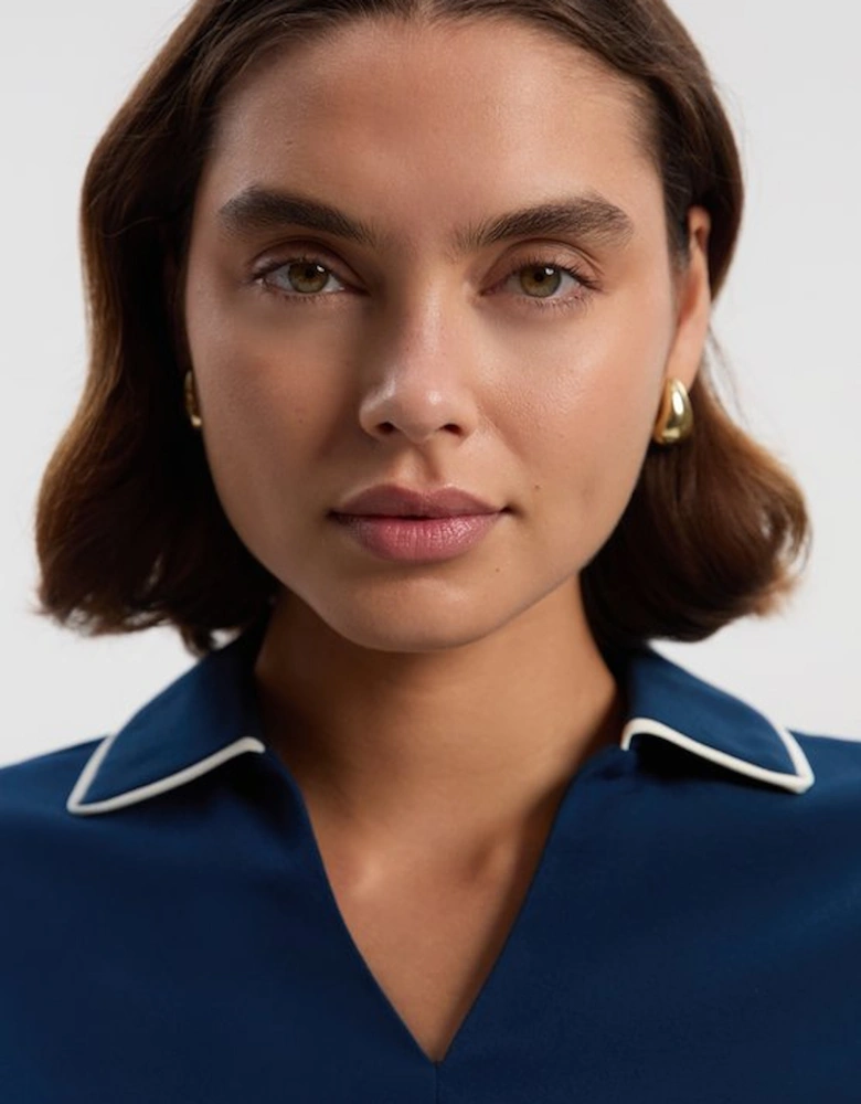 Tailored Crepe Tipped Tailored Mini Shirt Dress