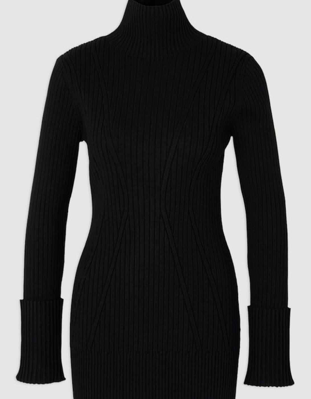 Rib High Neck Longline Knitted Top