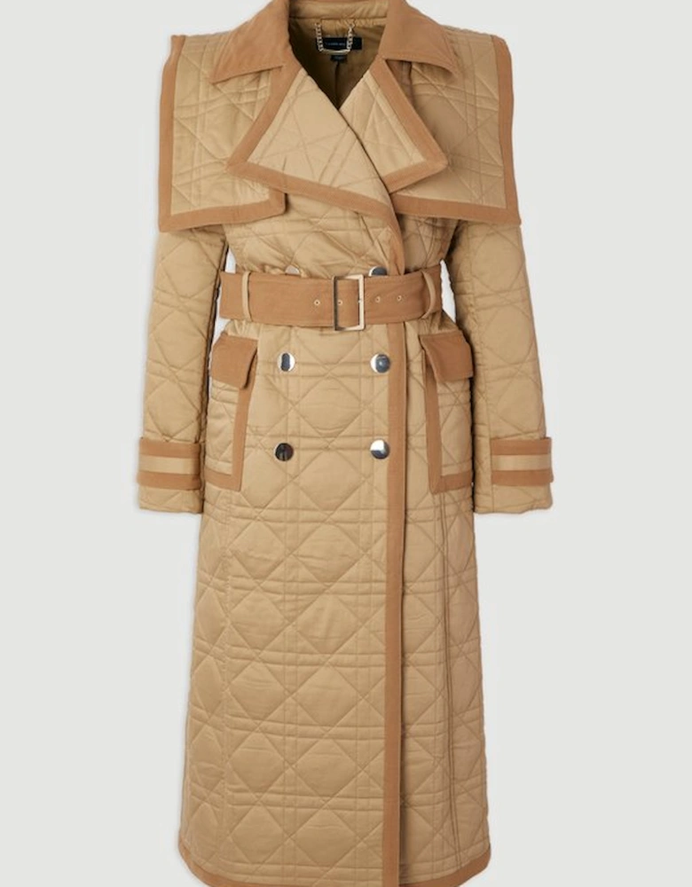 Quilted Padded Cord Mix Trench Coat