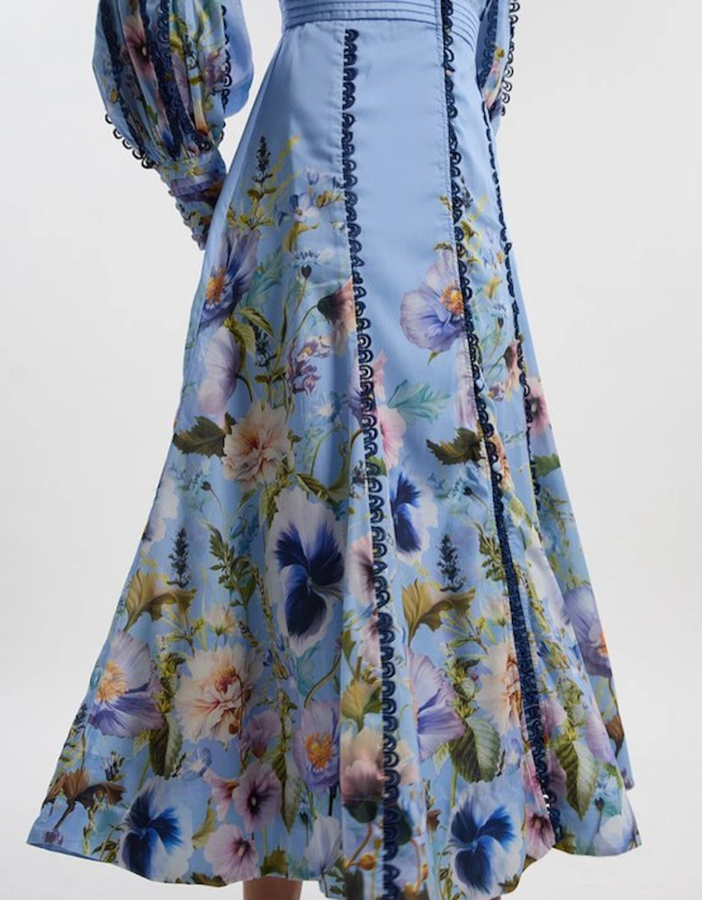 Trailing Floral Woven Plunge Maxi Dress