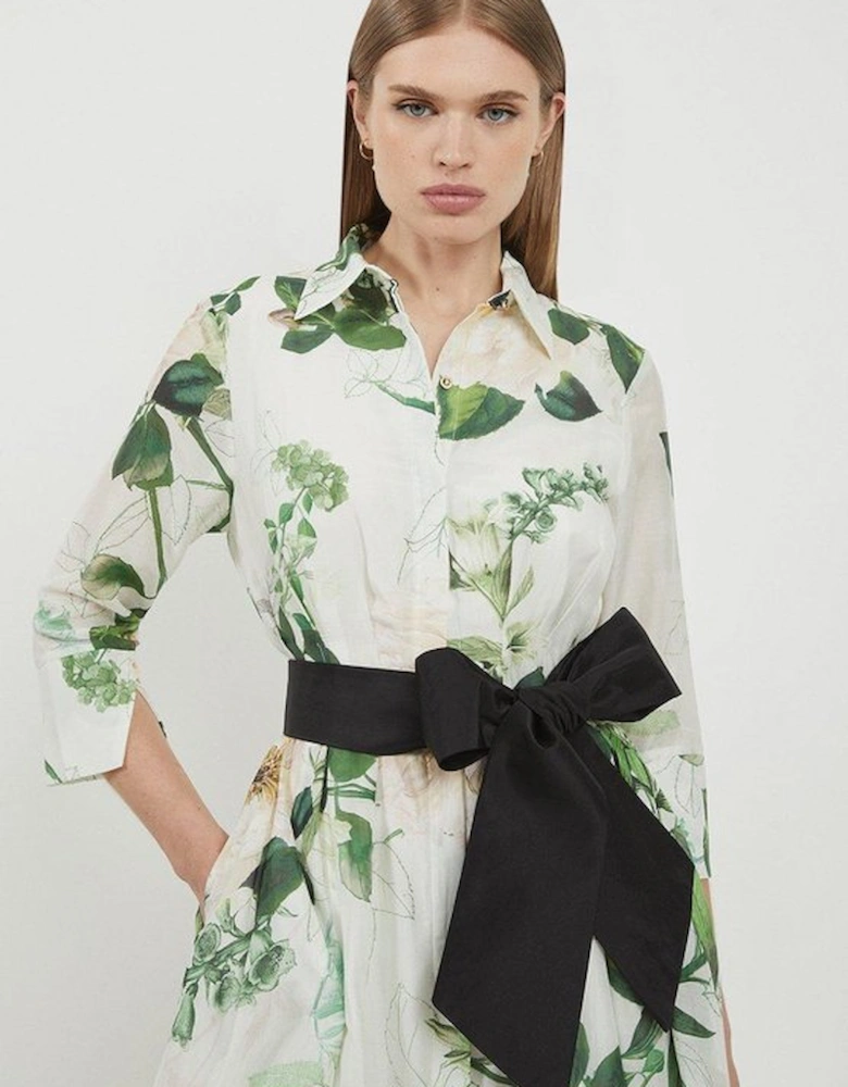 Lydia Millen Spring Floral Silk Cotton Woven Shirt Dress