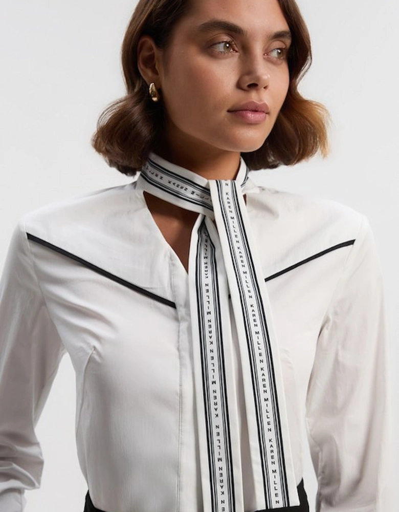 Scarf Detail Woven Shirt