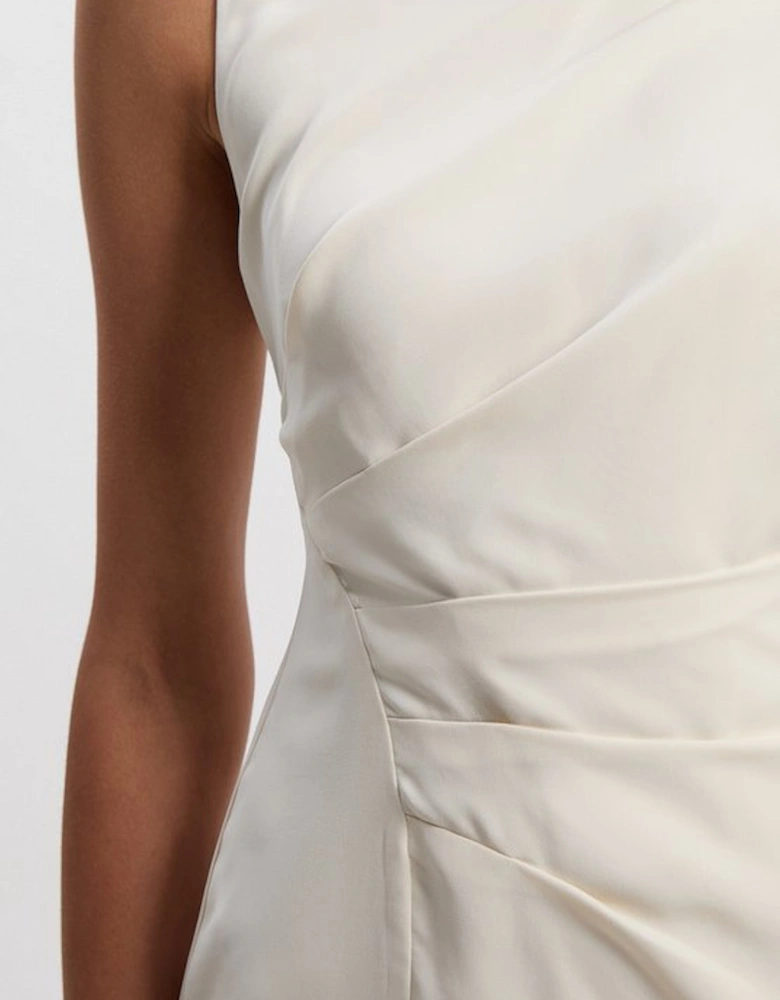 Soft Tailored Asymmetric Sleeve Midi Dress