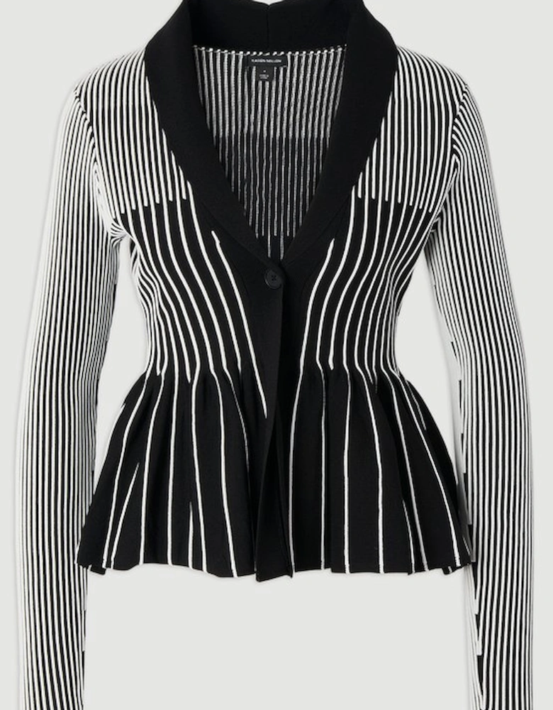 Contrast Stripe Peplum Knitted Jacket