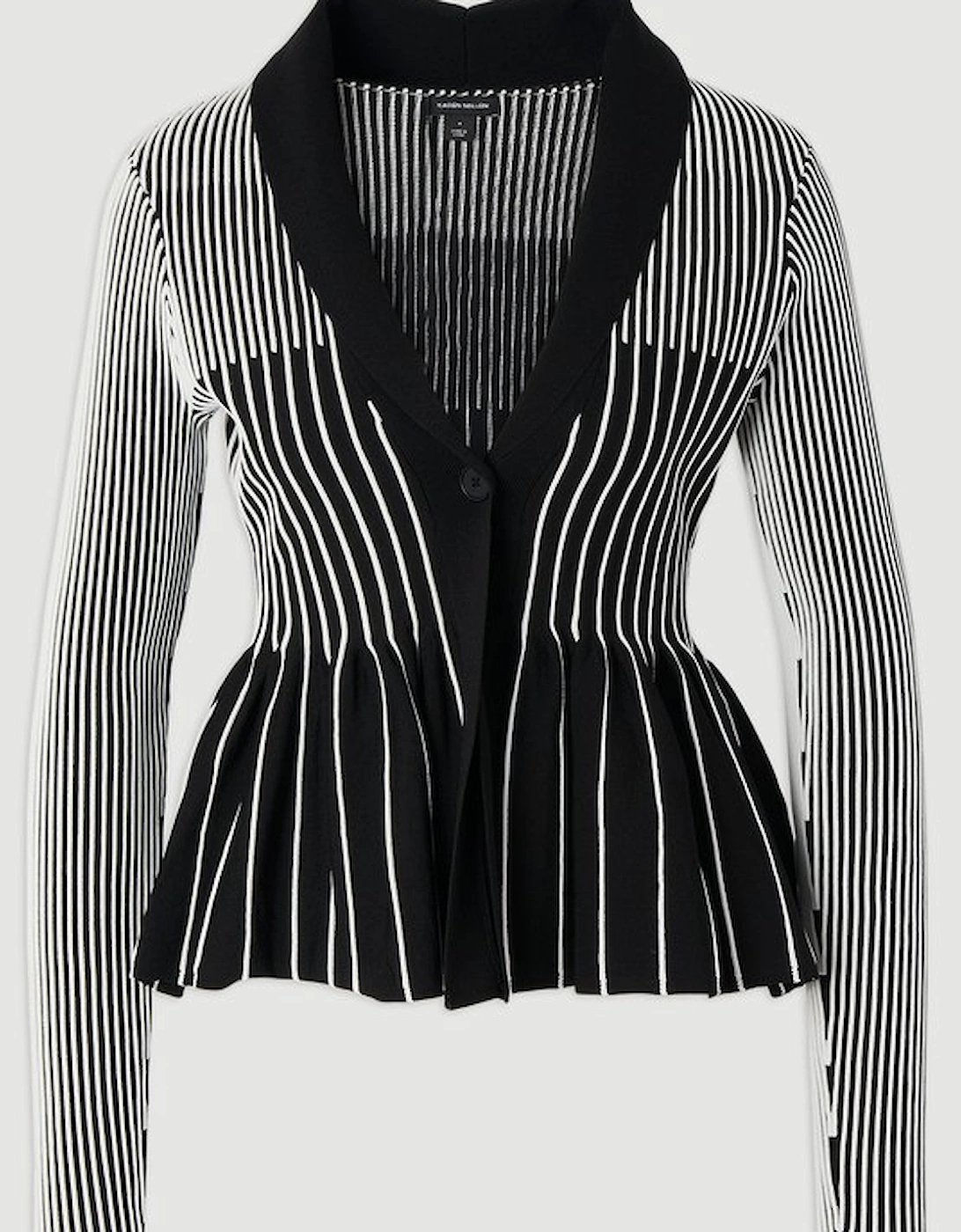 Contrast Stripe Peplum Knitted Jacket