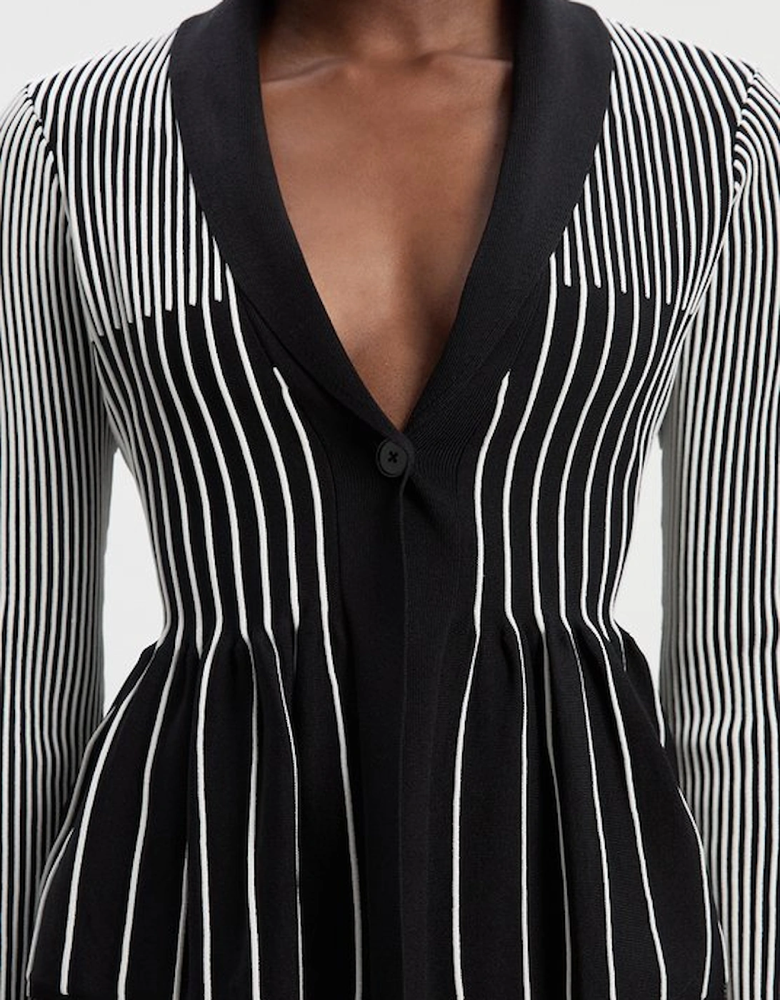 Contrast Stripe Peplum Knitted Jacket