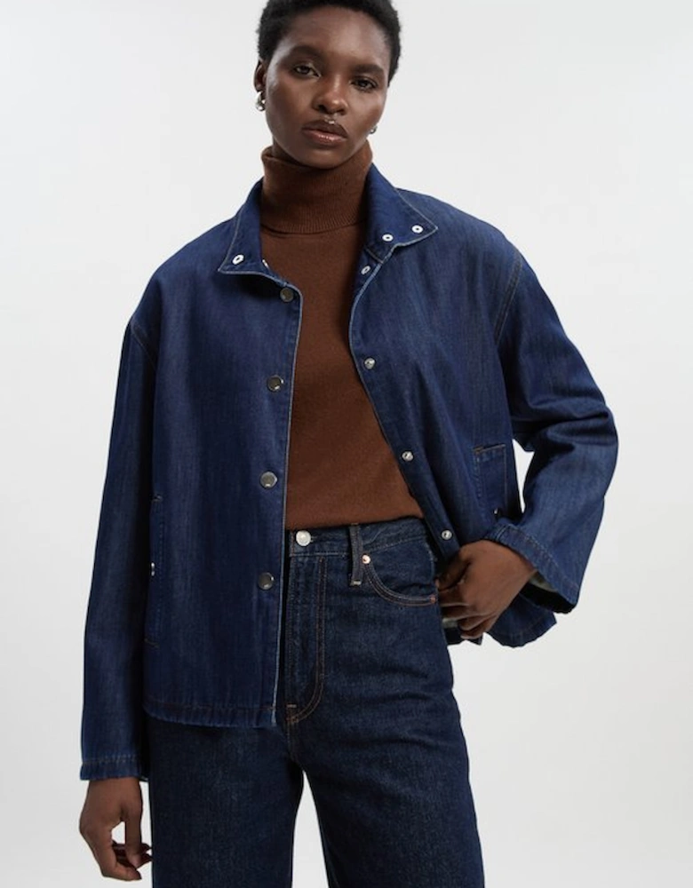 Denim Funnel Neck Jacket