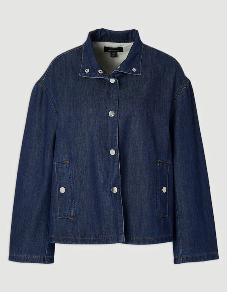 Denim Funnel Neck Jacket