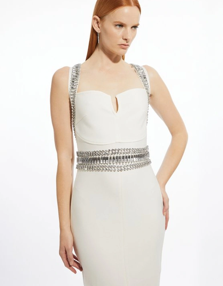 Bandage Figure Form Knit Embellished Maxi Dress