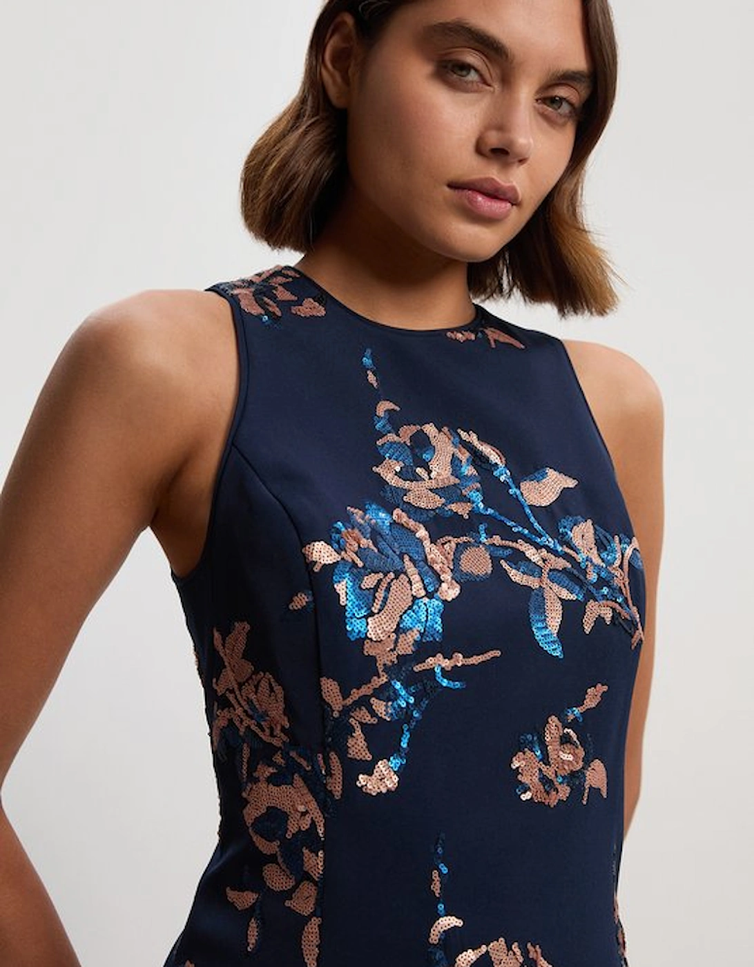 Satin Sequin And Embroidery Woven Top