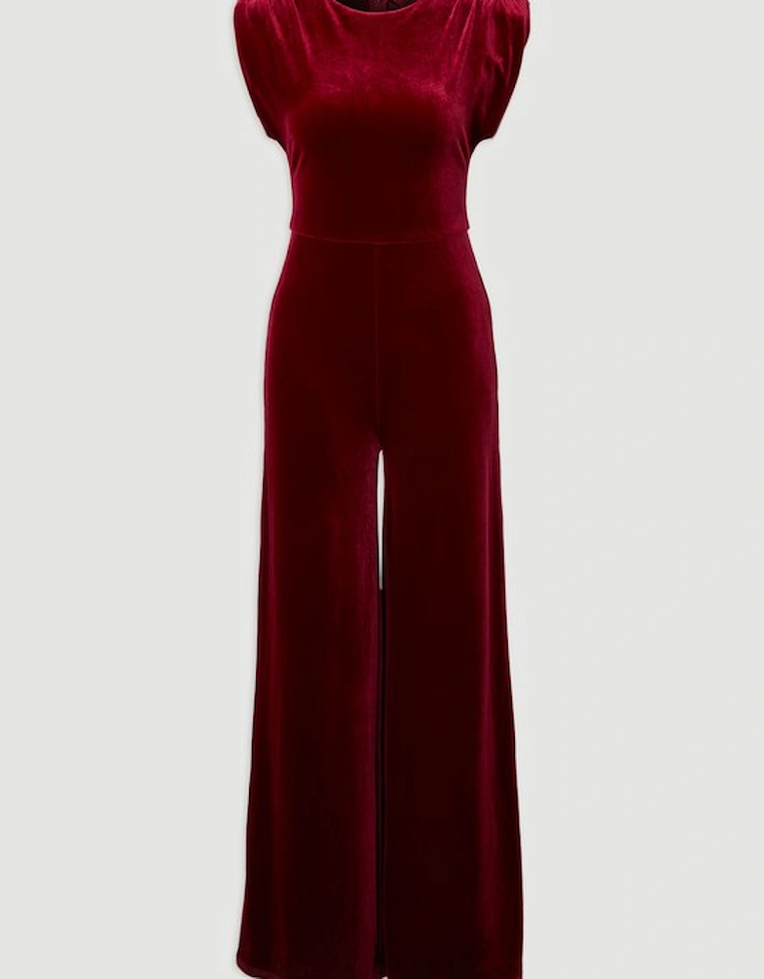 Stretch Velvet Strong Shoulder Jumpsuit