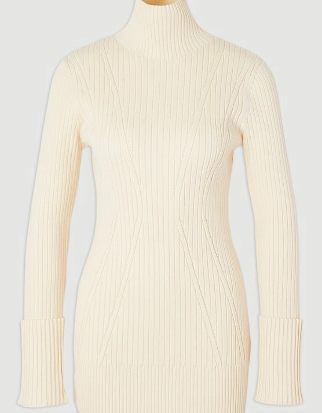 Rib High Neck Longline Knitted Top