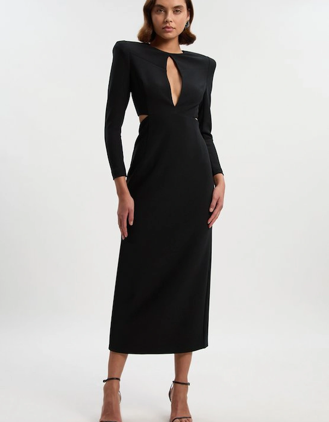 Scuba Crepe Plunge Maxi Dress