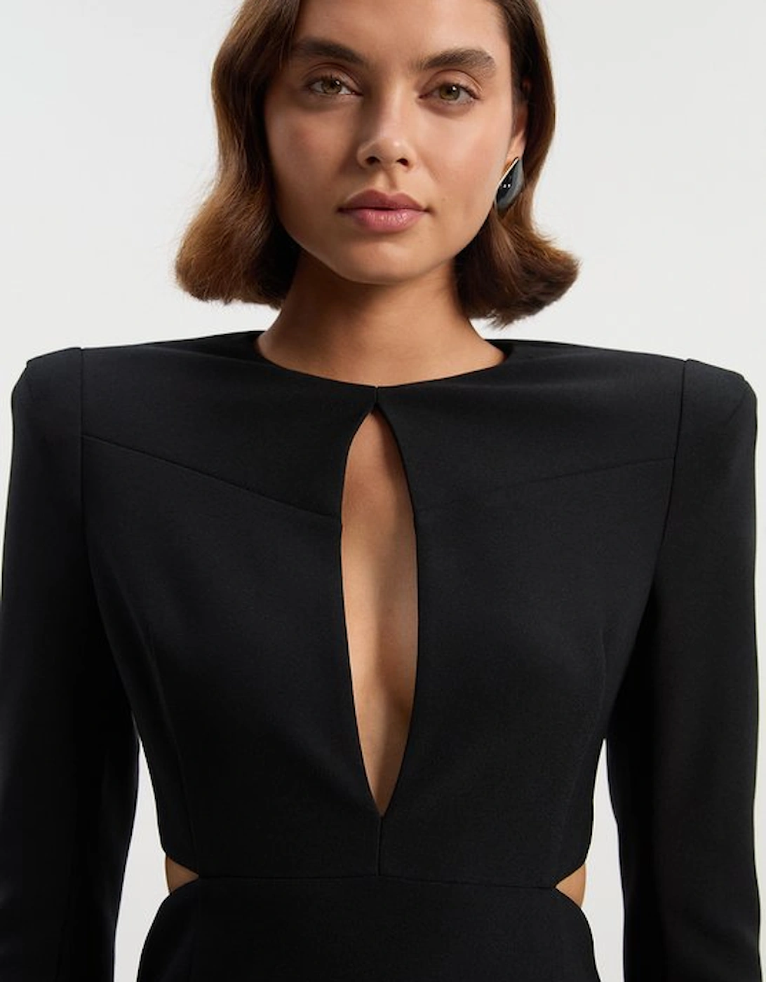 Scuba Crepe Plunge Maxi Dress