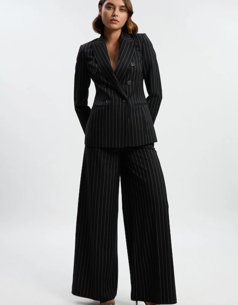 Pinstripe Double Breasted Tailored Blazer