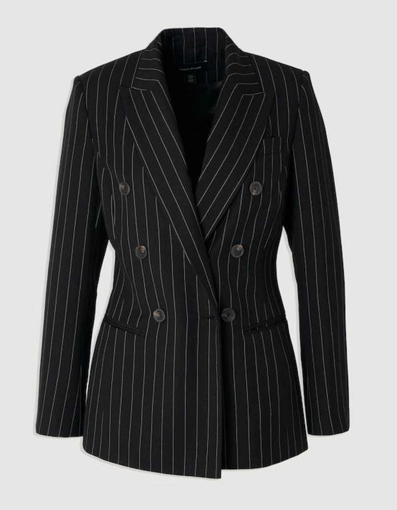 Pinstripe Double Breasted Tailored Blazer