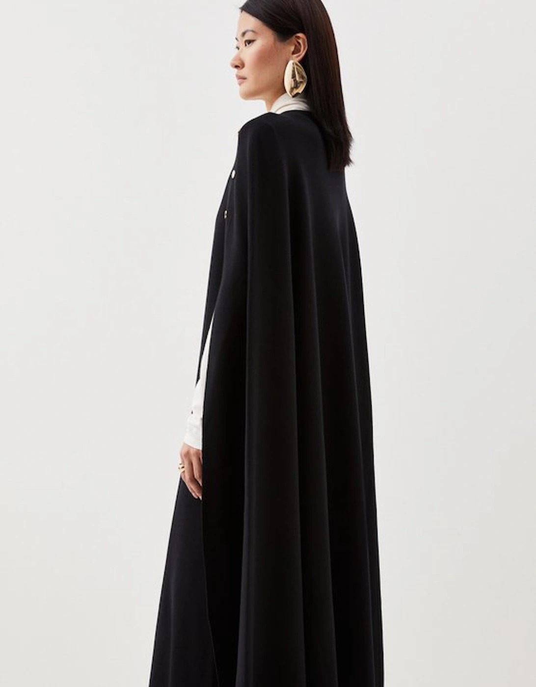 Viscose Blend Military Knit Longline Cape